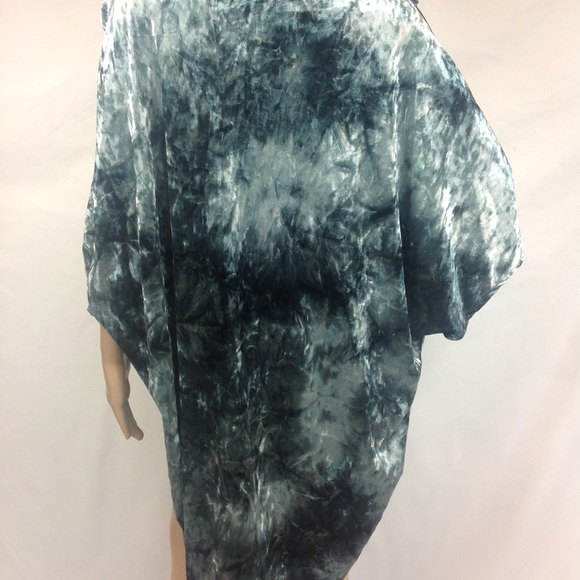 Teal Crushed Velvet Open Cardigan - Picture 5 of 5